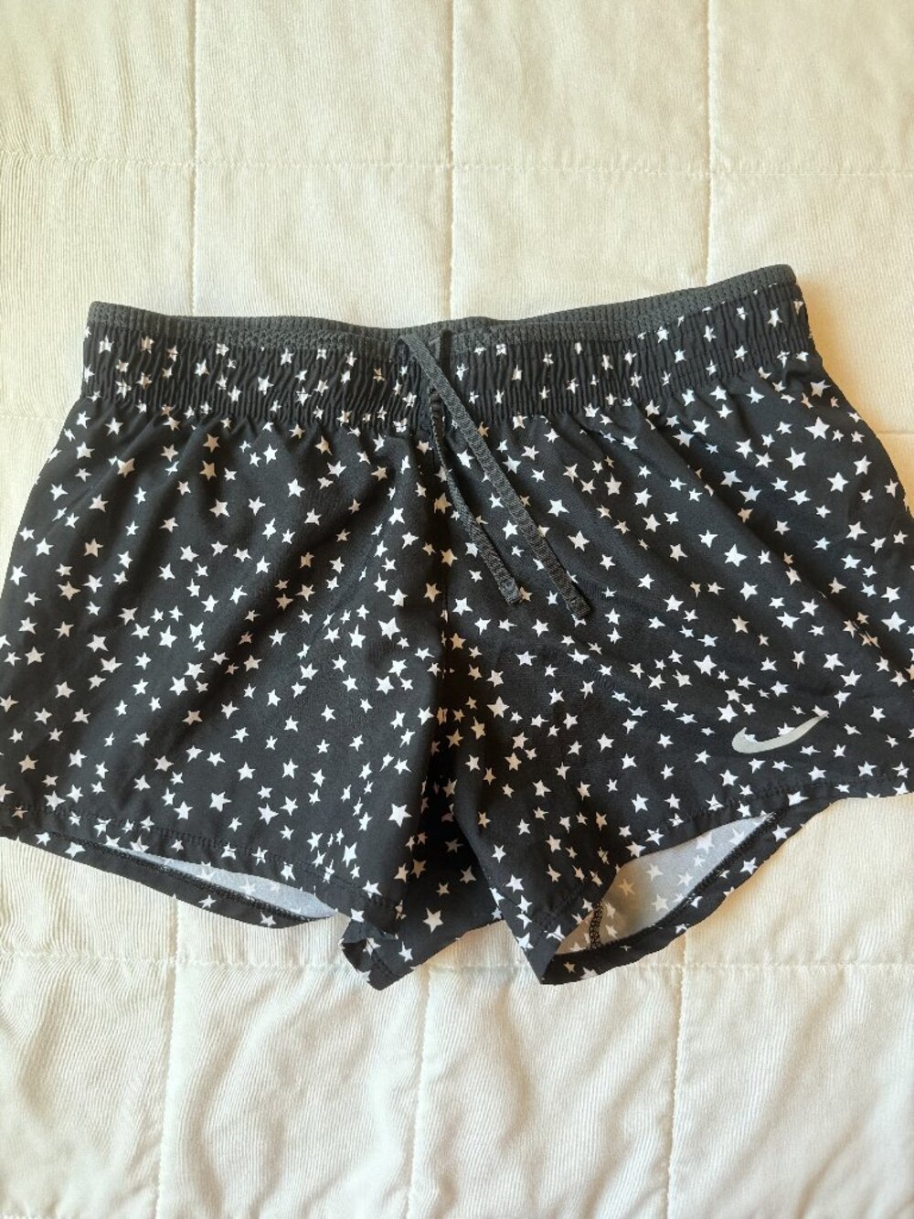 Nike Running Shorts Black White Star Print Built-In Liner Small